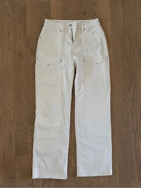 Cream Straight-Leg Jeans